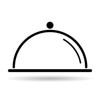 Waiter tray shadow icon, dish menu restaurant web symbol, lunch design vector illustration .