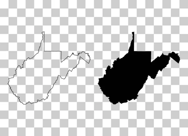 ウェストバージニア州地図の形 アメリカ合衆国のセット フラットコンセプトアイコンシンボルベクトルイラスト — ストックベクタ