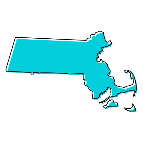 Forma Della Mappa Del Massachusetts Stati Uniti America Concetto Piatto — Vettoriale Stock