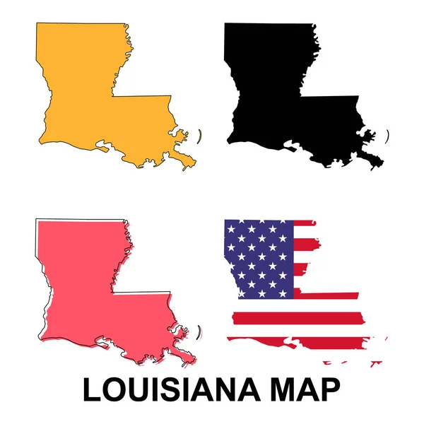 Карта Луизианы Соединенные Штаты Америки Векторная Иллюстрация Плоской Концепции — стоковый вектор
