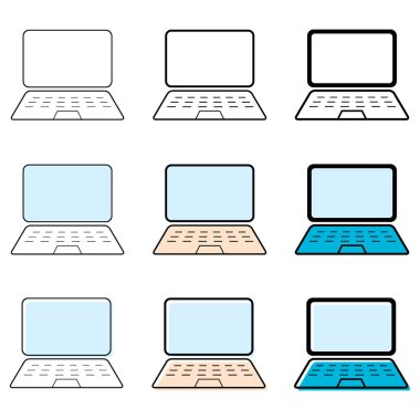 Dizüstü bilgisayarın düz web simgesi, dizüstü bilgisayar teknolojisi sembolü, boş ekran vektör illüstrasyonu .