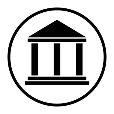 Building university architecture icon, museum roman symbol, flat design vector illustration .