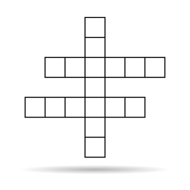 Çapraz bulmaca konsepti gölge simgesi, çapraz kelime grafik sembolü, web düz vektör illüstrasyonu .