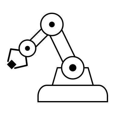 Mekanik robot kol makinesi simgesi, teknoloji hidrolik robot el, vektör illüstrasyonu .