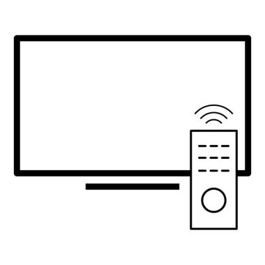 Uzak TV aygıtı simgesi, kontrol teknolojisi medya televizyon işareti, web dijital vektör illüstrasyonu .