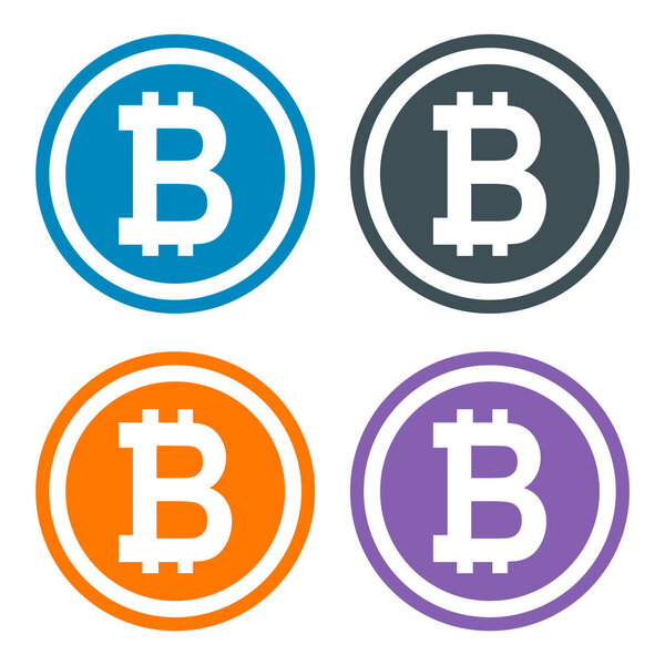 Set of Bitcoin web coin, internet electronic crypto design symbol, digital pay vector illustration .