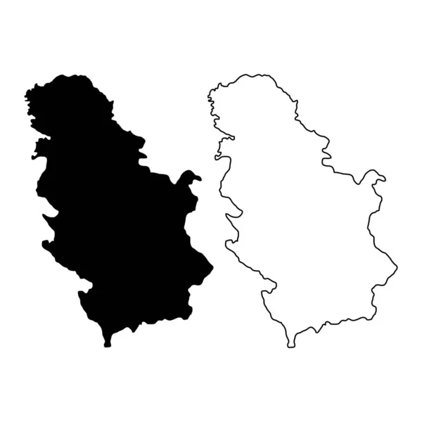 Набор Иконки Карты Сербии Географическая Пустая Концепция Изолированная Графическая Фоновая — стоковый вектор