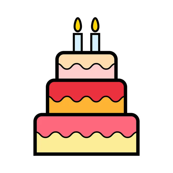 Icono Torta Dulce Panadería Postre Símbolo Comida Feliz Cumpleaños Vector — Vector de stock