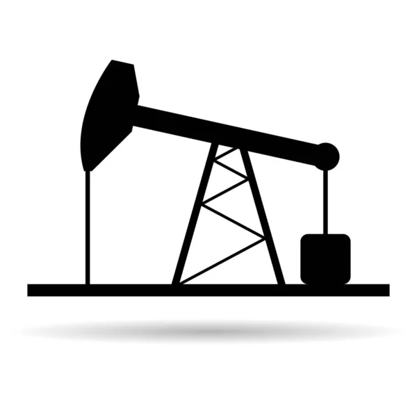 石油钻井平台平面图形阴影图标 燃料平台行业塔气体标志 矢量图解 — 图库矢量图片