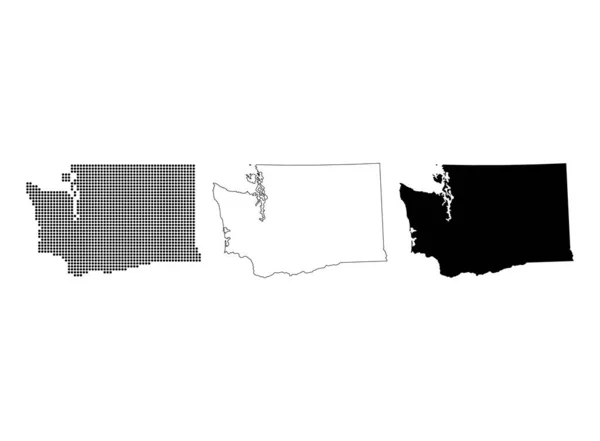 Set Washington Map Shape United States America Flat Concept Symbol — Stock vektor