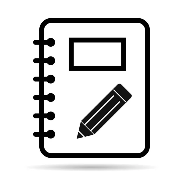 Spiraal Notebook Schaduw Pictogram Papier Blanco Pagina Symbool Notitie Web — Stockvector