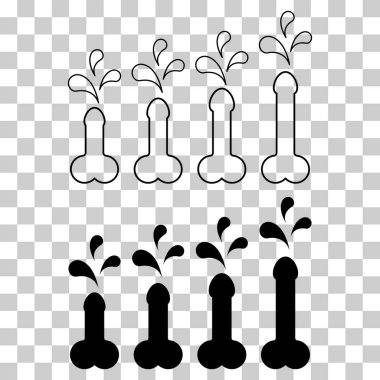 Set of Man anatomy organ, penis pictogram icon, masculine genital web graphic vector illustration .