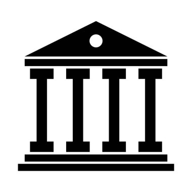 Building university architecture icon, museum roman symbol, flat design vector illustration .