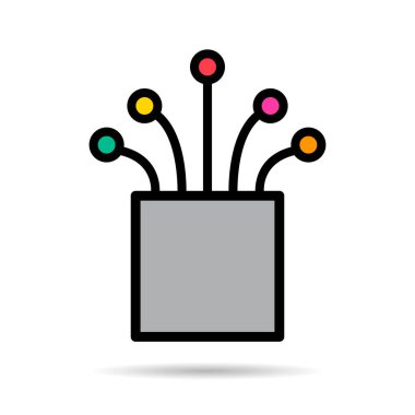 Optik kablo gölge simgesi, teknoloji bilgisi kablo ağı, dijital internet vektör illüstrasyonu .