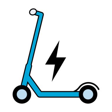 Elektrikli scooter simgesi, kentsel düz çevre dostu ulaşım, araç vektör illüstrasyonu .