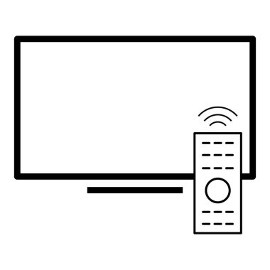 Uzak TV aygıtı simgesi, kontrol teknolojisi medya televizyon işareti, web dijital vektör illüstrasyonu .