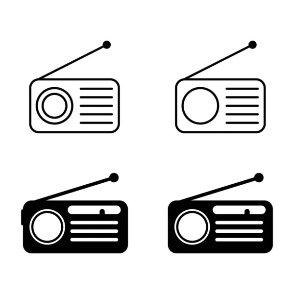 Set Retro Radio Station Icon Flat Isolated Music Sound Media — Stockový vektor