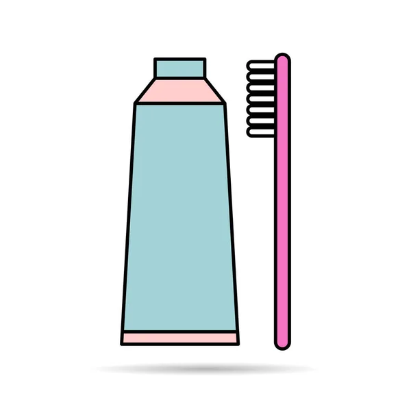 Tooth Brush Care Shadow Icon Dental Hygiene Web Sign Health — Stock Vector