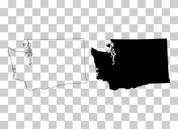 Set Washington Map Shape United States America Flat Concept Symbol — Wektor stockowy