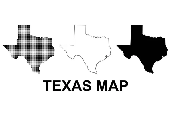 一套得克萨斯州的地图形状 美国的联合州 平面概念矢量说明 — 图库矢量图片