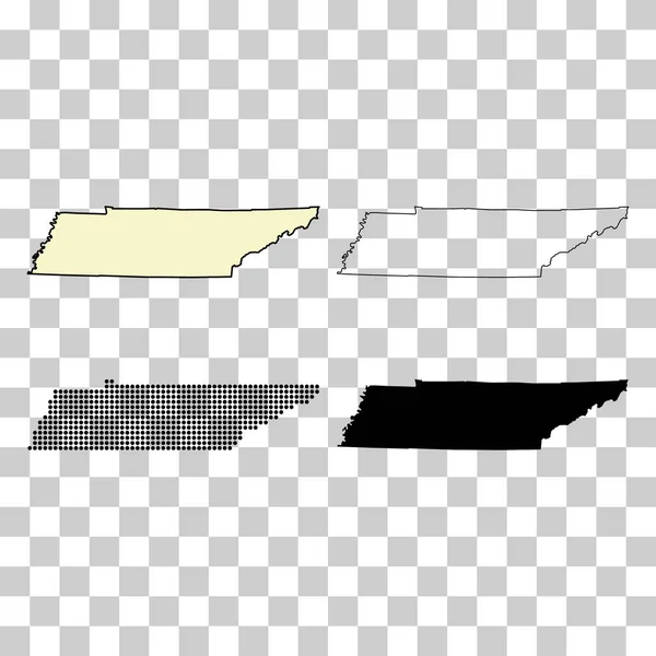 Set Tennessee Map Shape United States America Flat Concept Vector — Vettoriale Stock