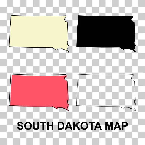 一套南达科他州的地图形状 美国的联合州 平面概念矢量说明 — 图库矢量图片