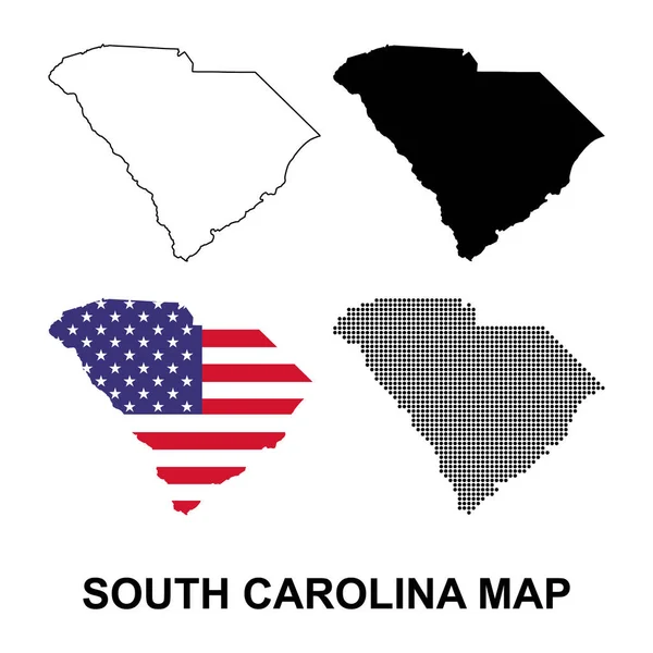 Set South Carolina Map United States America Flat Concept Symbol — ストックベクタ