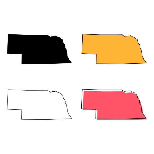 Set Nebraska Map United States America Flat Concept Icon Vector — Stockový vektor