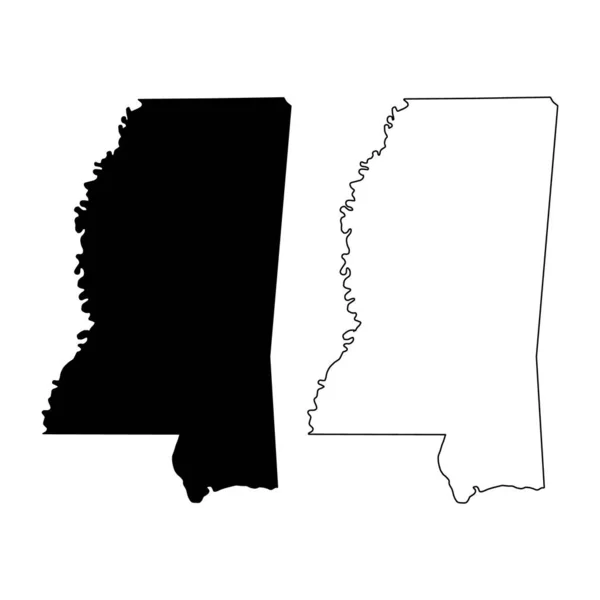 Ensemble Carte Mississippi États Unis Amérique Illustration Vectorielle Icône Concept — Image vectorielle