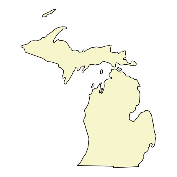 Tvar Michiganské Mapy Spojené Státy Americké Ilustrace Vektorového Symbolu Ploché — Stockový vektor