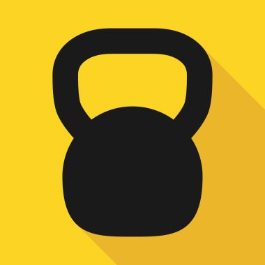 Kettlebell simgesi, fitness spor sembolü, demir ekipman vektör çizimi, ağır antrenman web işareti .