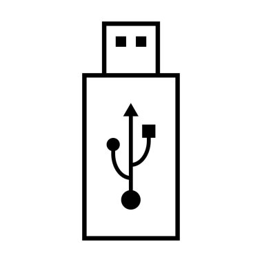 USB simge teknolojisi, bağlantı aygıtı işareti, elektronik taşınabilir sembol, vektör illüstrasyon ortamı .