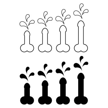 Set of Man anatomy organ, penis pictogram icon, masculine genital web graphic vector illustration .