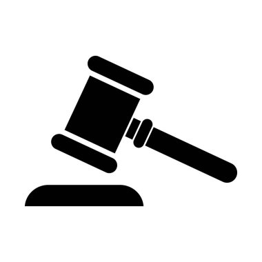 Judge hammer icon, law auction symbol, gavel justice sign vector illustration button .