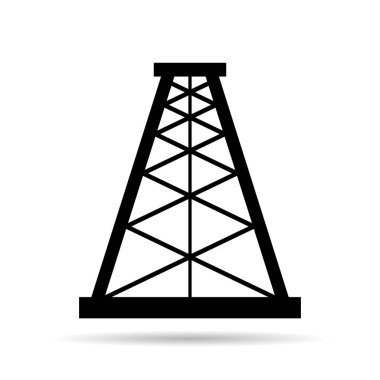 Petrol platformu düz gölge ikonu, yakıt platformu endüstri kulesi gaz işareti, vektör illüstrasyonu .