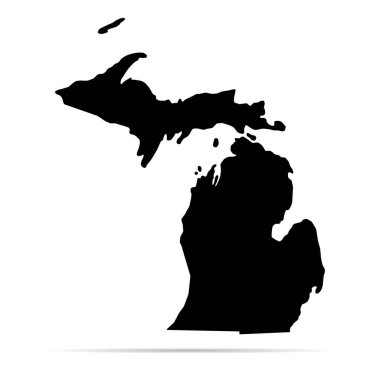 Michigan haritası şekli, Amerika Birleşik Devletleri. Düz konsept simge vektör çizimi .