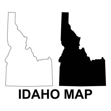 Idaho haritası seti, Amerika Birleşik Devletleri. Düz konsept vektör çizimi .