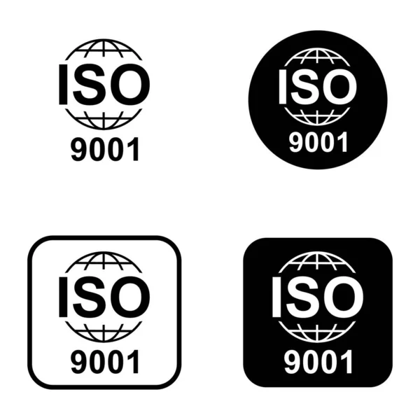 Conjunto Iso 9001 Icono Símbolo Calidad Estándar Signo Botón Vectorial — Vector de stock