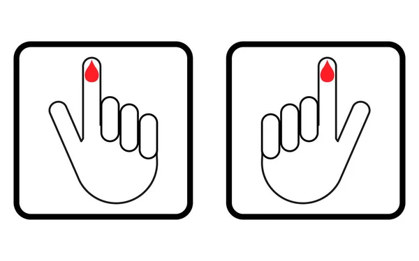 Sada Ruční Prst Kapkou Krve Ikony Zdravotní Test Symbol Kontrolní — Stockový vektor