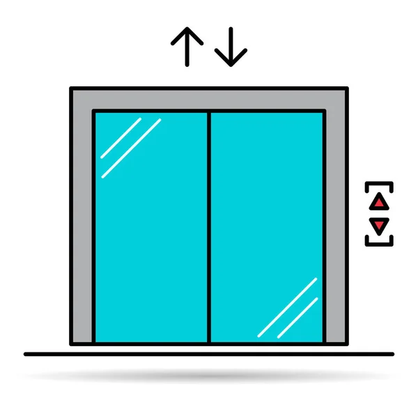 电梯图标阴影 平面设计符号 建筑门口符号矢量图解 — 图库矢量图片