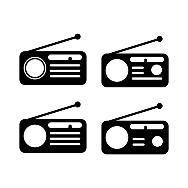 レトロラジオ局のアイコンのセット フラット隔離された音楽サウンドメディアボタン ウェブベクトルイラスト — ストックベクタ