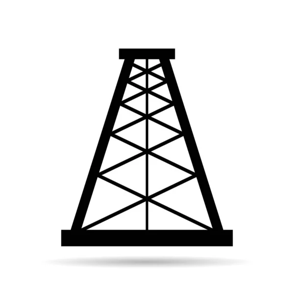 Oil Rig Flat Graphic Shadow Icon Fuel Platform Industry Tower — Stock Vector