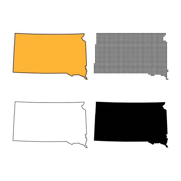 Set South Dakota Map Shape United States America Flat Concept — Stockový vektor