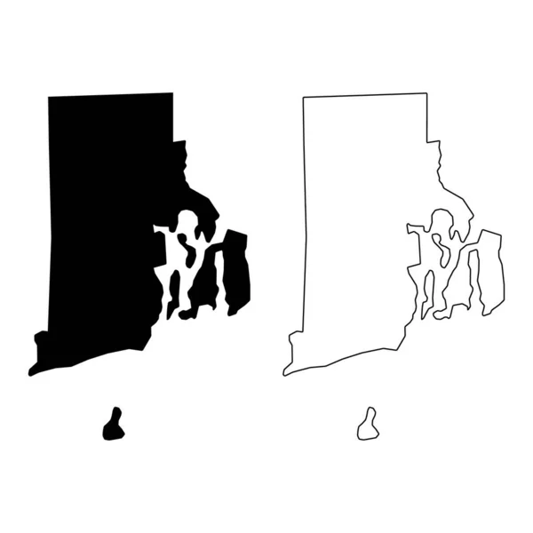 Set Rhode Island Map United States America Flat Concept Symbol — стоковый вектор