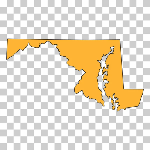 马里兰州的地图形状 美国的统一州 平面概念图标符号矢量插图 — 图库矢量图片