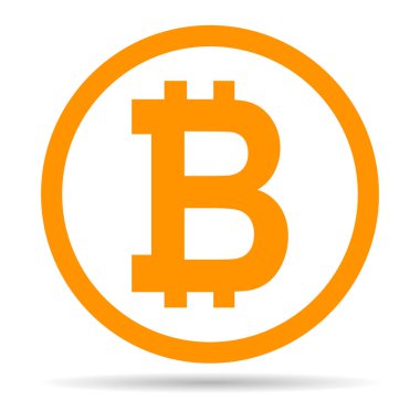 Bitcoin web coin shadow, internet electronic crypto design symbol, digital pay vector illustration .