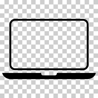 Laptop düz web simgesi, dizüstü bilgisayar teknolojisi sembolü, boş ekran vektör illüstrasyonu .