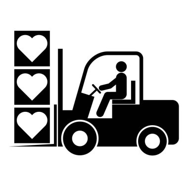 Forklift taşıma simgesi, endüstri aracı makine sembolü, çatal kamyon depo vektör illüstrasyonu .