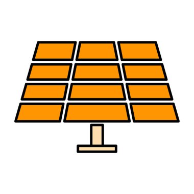 Güneş paneli simgesi, yeşil enerji teknolojisi, ekoloji alternatif enerji vektörü illüstrasyonu .
