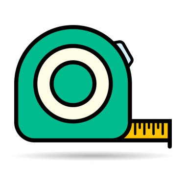 Ölçüm şeridi simgesi gölgesi, ölçü aracı tasarım sembolü, düz vektör illüstrasyonu .